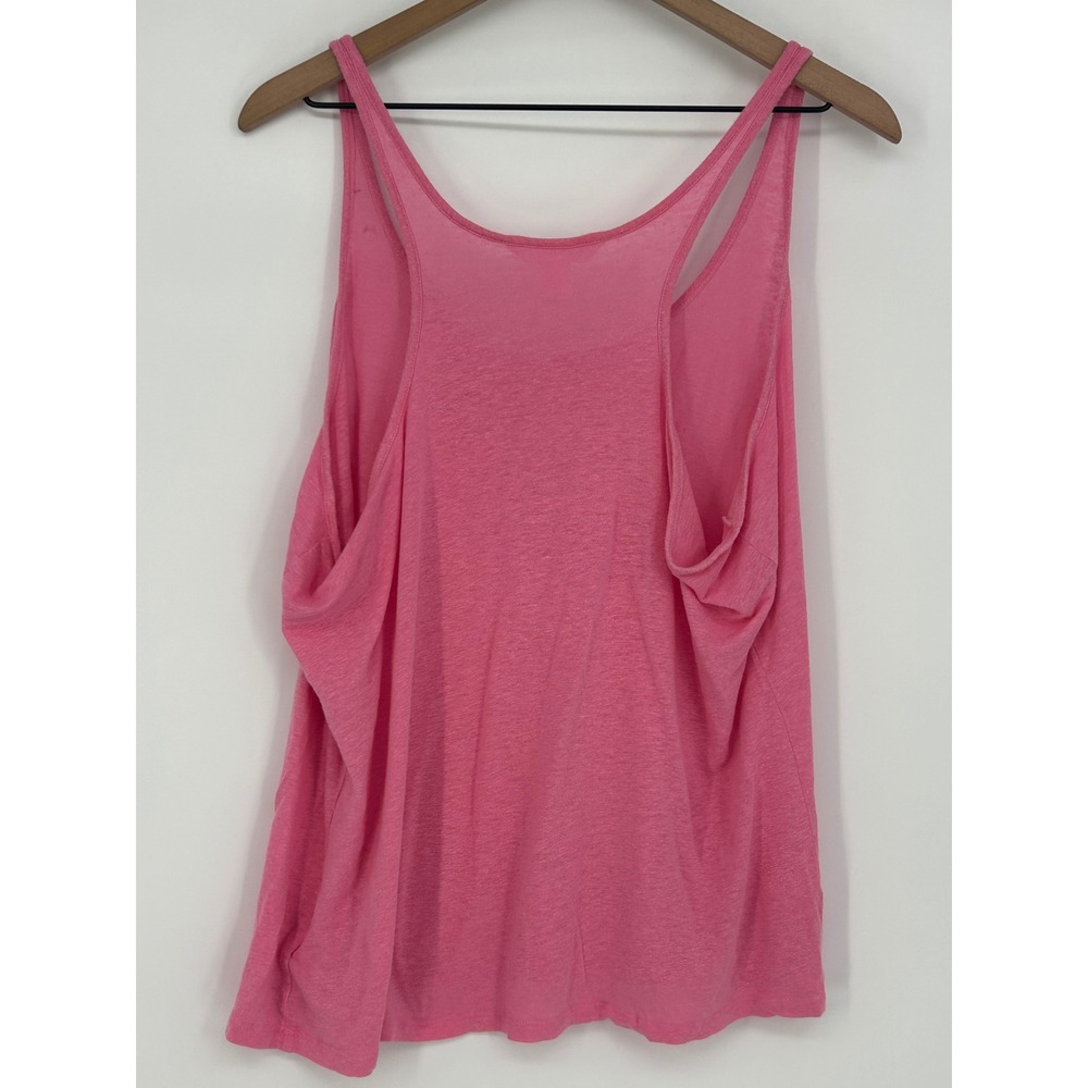 Athleta Pink Linen Racerback Tank Top- Women's XL Lightweight Coastal Breathable - Picture 2 of 7